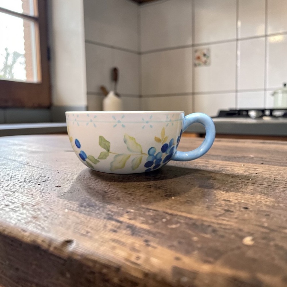 Tracy Porter Hand-Painted Jumbo Mug, "Blueberries Annette" Ceramic Coffee, Soup